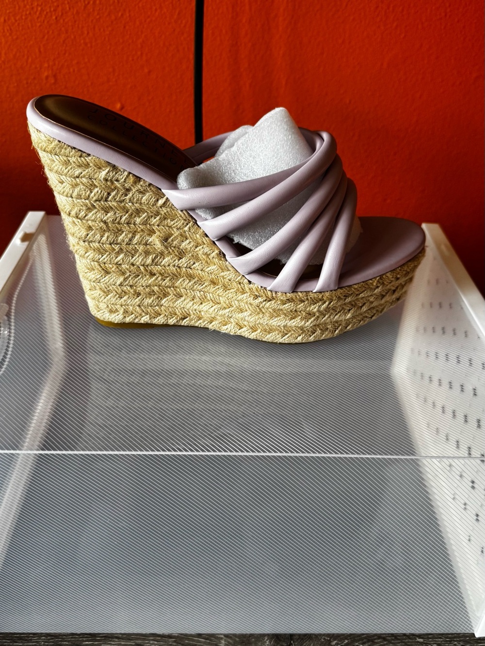 Journee Collection Lilac Strappy Espadrille Wedge Slide